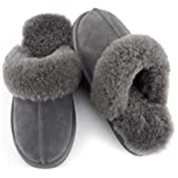 Picture of Parfeying women’s  sheepskin house slippers Indoors outdoor shearling shoes